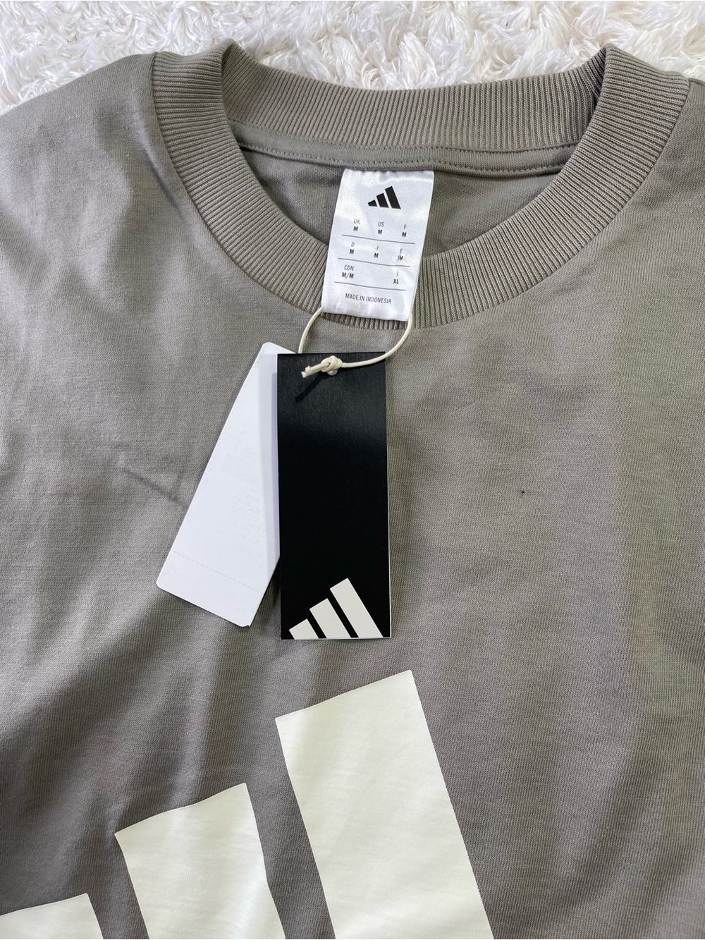 adidas Taupe Graphic Tee with White Logo